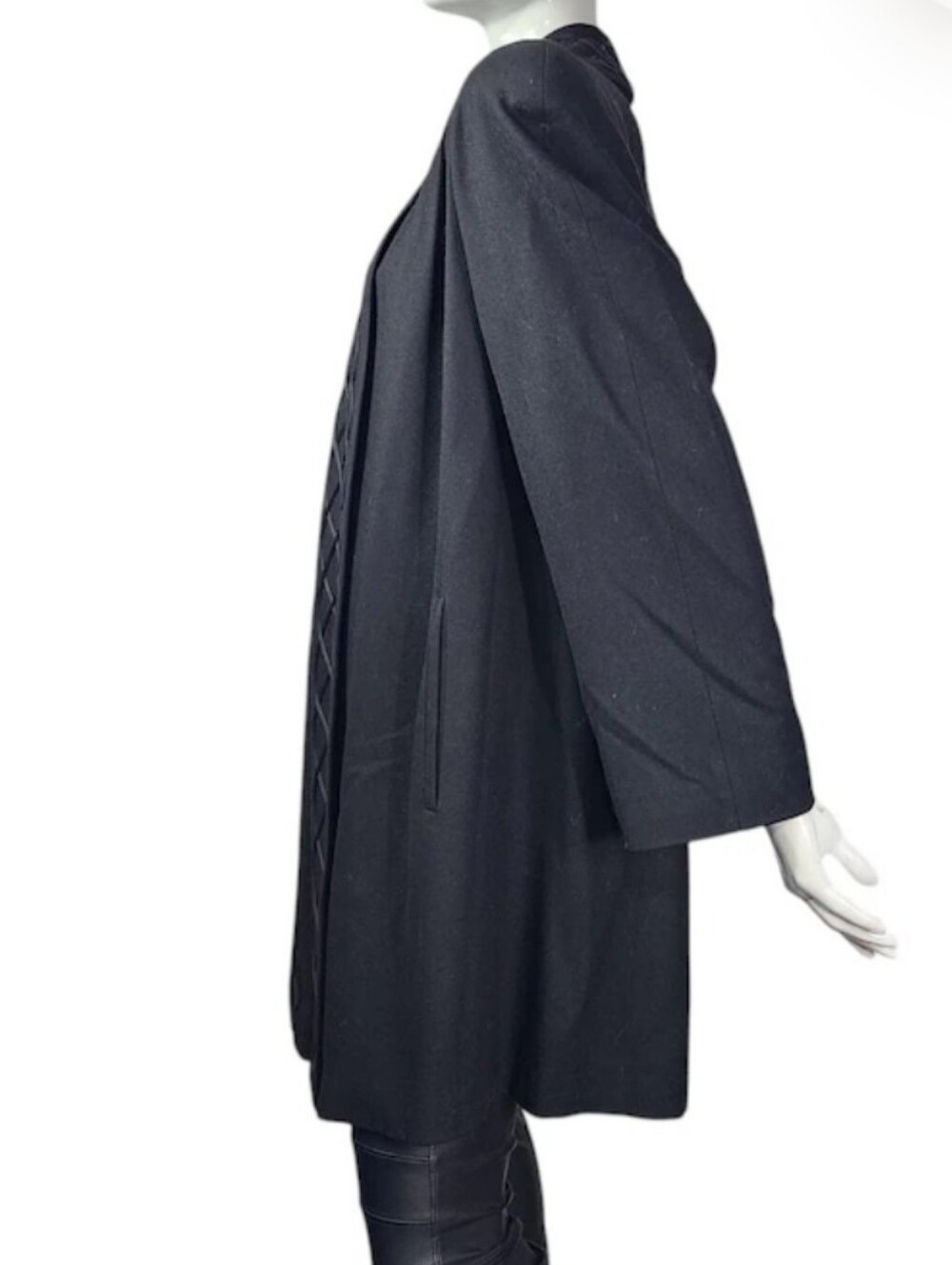 Vintage 80s ALORNA 100% Wool Cape Coat Braided Trim Avant Garde M/L - Picture 10 of 13